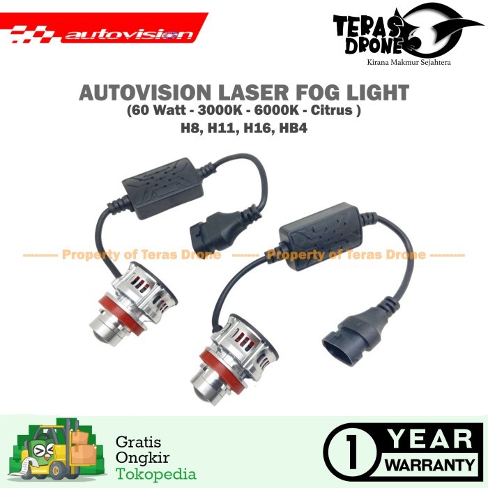 LED Autovision Laser Foglamp H8 H11 H16 HB4 60 Watt - Garansi Resmi
