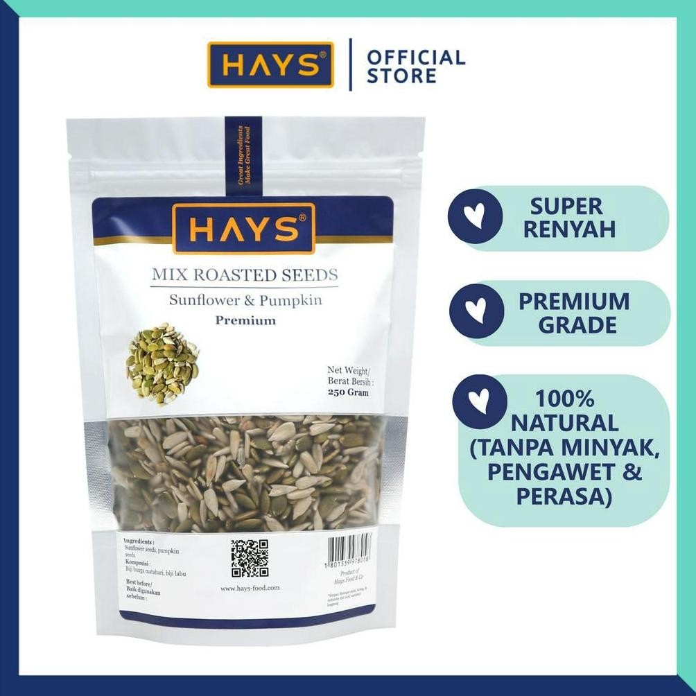 

Kk - Mix Roasted Seeds 250 GRAM (Pumpkin seeds + Sunflower seeds) / (Biji labu + Biji bunga matahari) 250 GRAM - HAYS