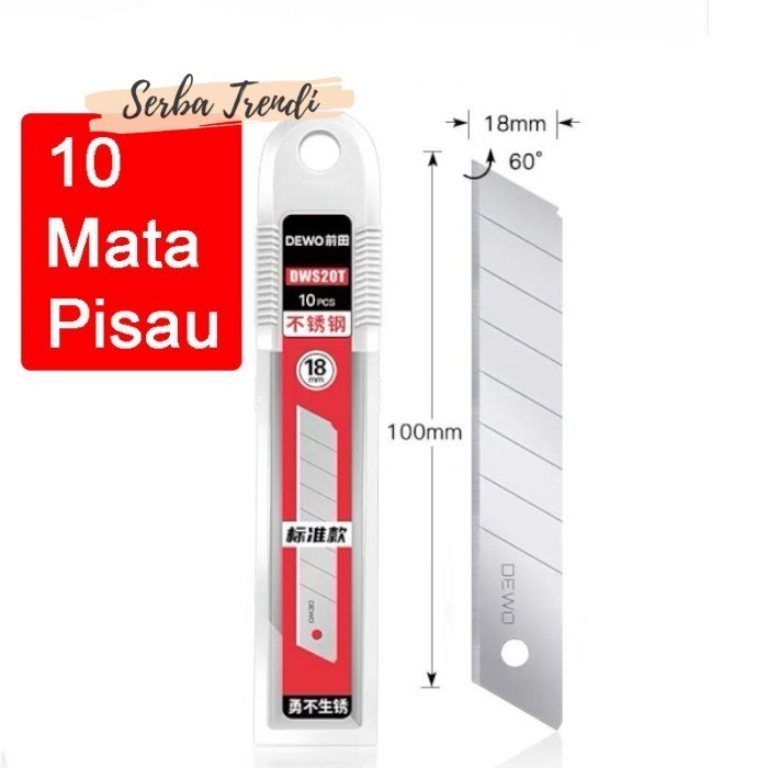 

6in1 Pisau Cutter 18mm multifungsi baja cuter besi stainless besar 10 - 10 Mata Pisau