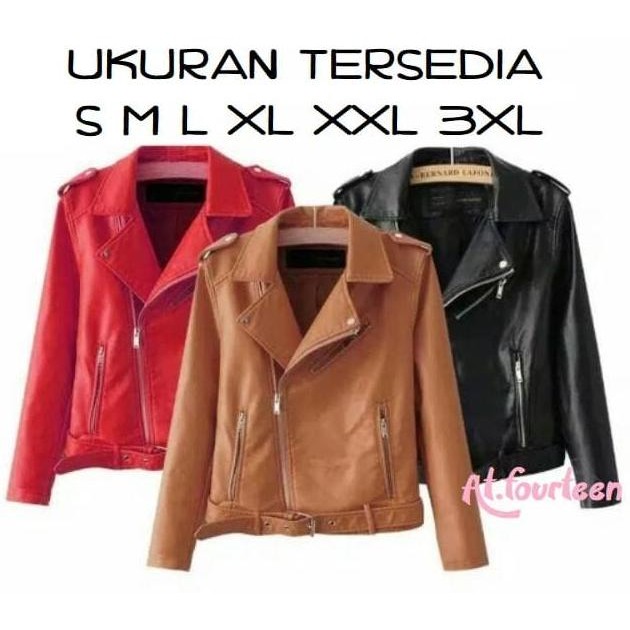 Jaket wanita cewek kulit impor motor touring PREMIUM S M L XL XXL 3XL H85S