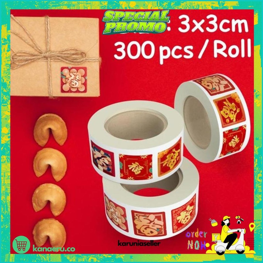 

Label Sticker Fu Imlek Tahun Baru Cina Stiker Dekorasi Cny Sincia Gong Xi Fa Cai 3 Cm 300 Pcs/ Roll Promo