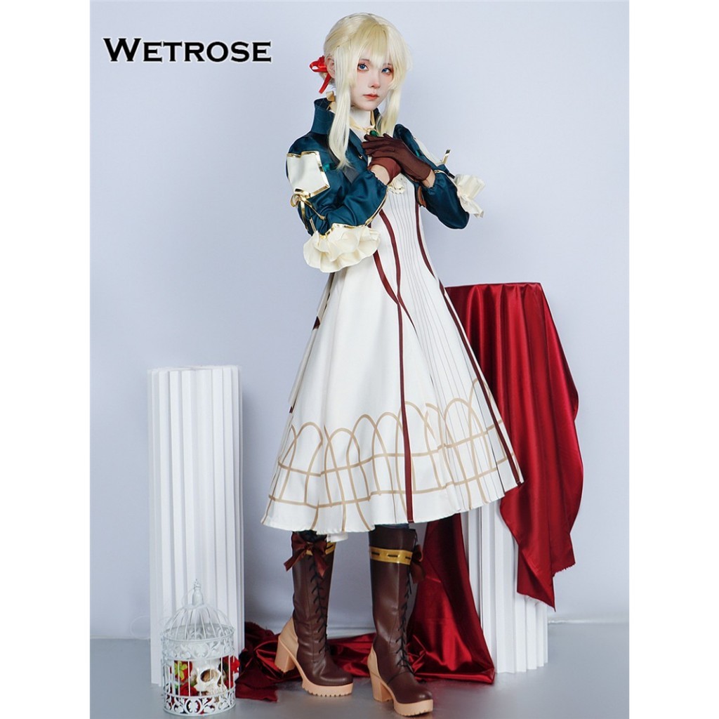 Kebaya & Pakaian Kondangan Wetrose Violet Evergarden Violet Cosplay Costume Kostum Dress Set