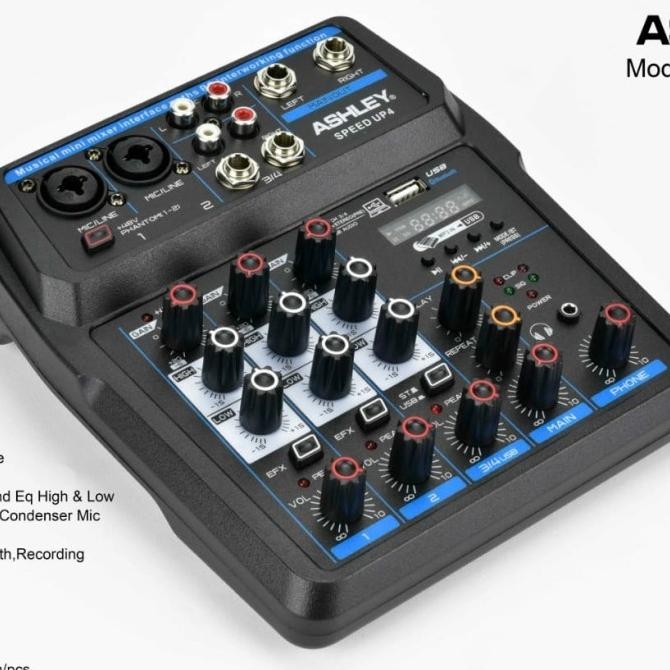 mixer audio mini 4ch 4 ch ashley speed up4 4 channel bluetooth usb