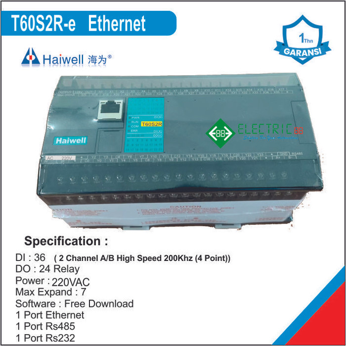 Murah T60S2R-e Haiwell PLC 60 Channel with Ethernet Non COD