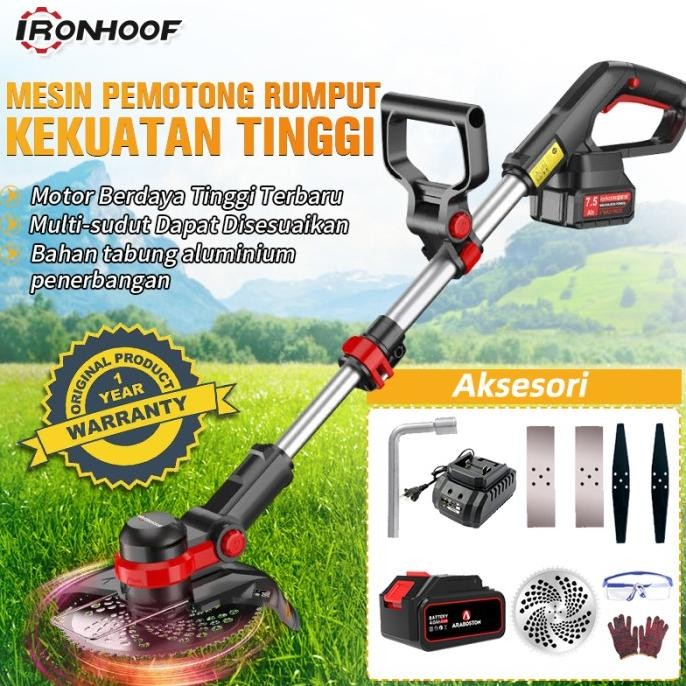 IRONHOOF MESIN POTONG RUMPUT 48V MESIN PEMOTONG RUMPUT LISTRIK BATERAI