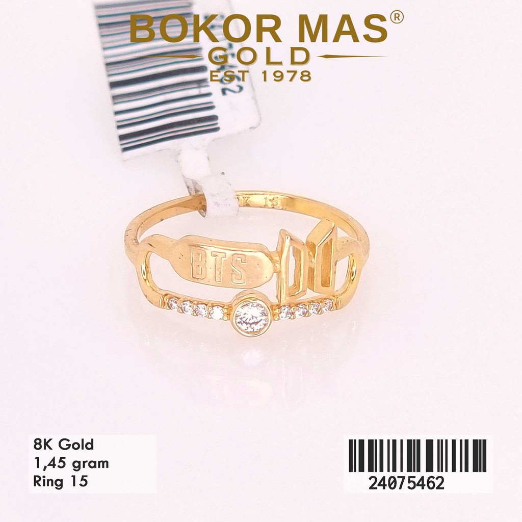 BokorMas Gold Cincin BTS Variasi Permata Emas Asli kadar 8K karat 24075462