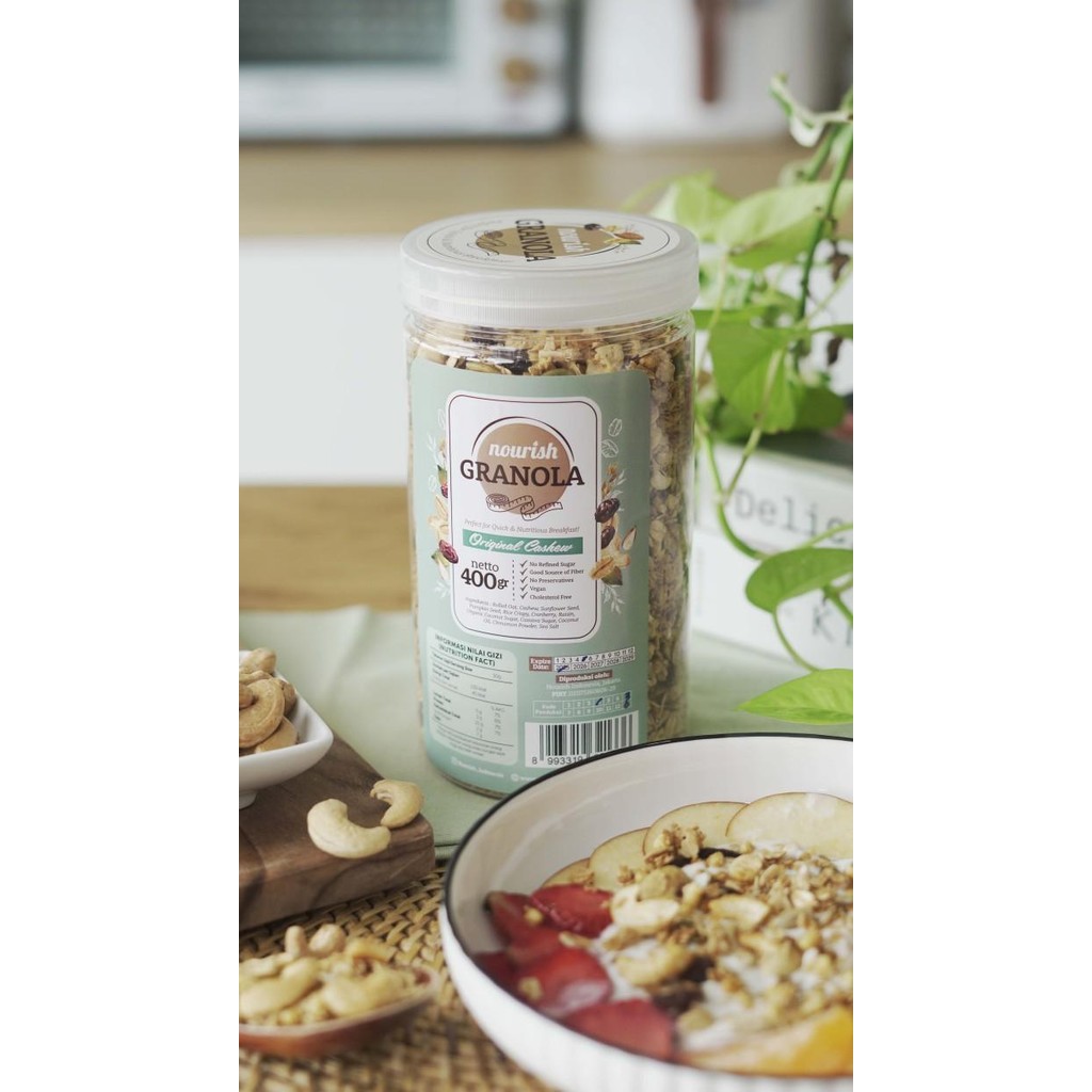 

Nourish Granola Original Cashew - Kacang Mede (Bebas Kolesterol, Tinggi Serat, Vegan) 400Gr