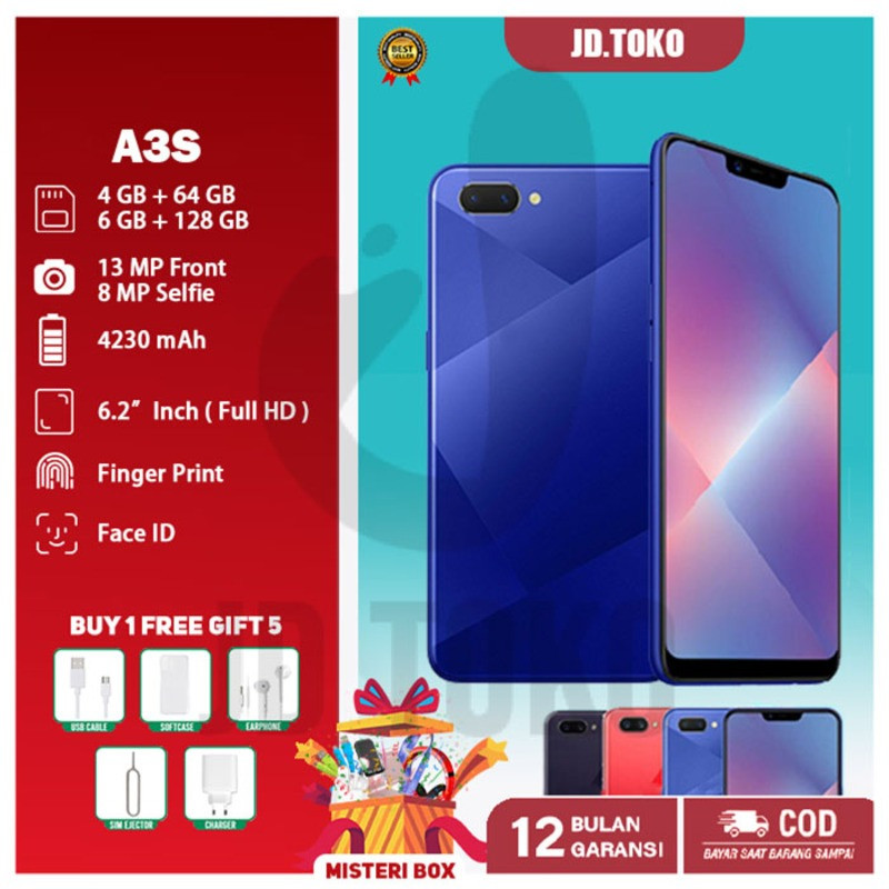 HP OPPO A3S RAM 6+128GB GARANSI 1 tahun grosir