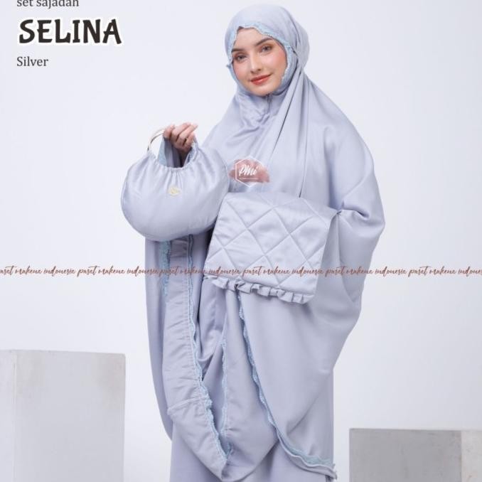 Mukena Wanita Premium Travel Bahan Adem Dewasa Jumbo Satin Silk 2In1 Set Sajadah Selina Murah Berkua