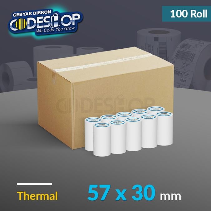 

NEW (1 DUS) Kertas Struk Kasir Thermal 57 x 30 mm Coreless Printer 58mm