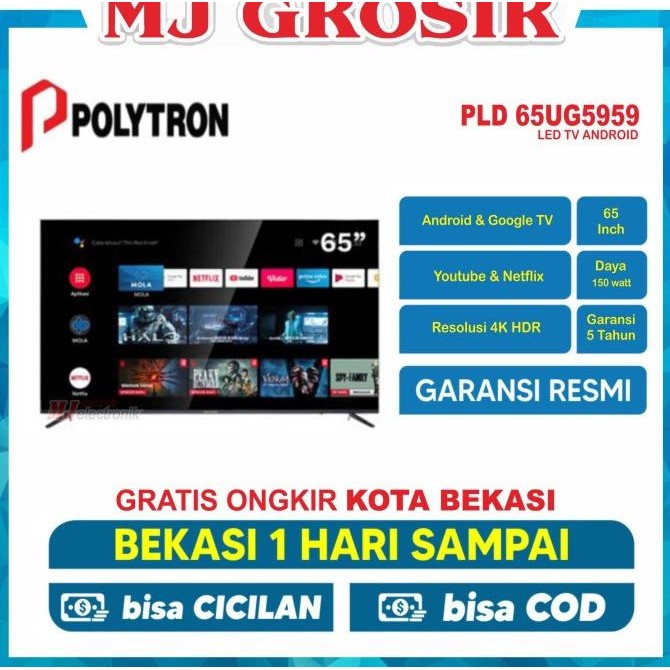 LED TV POLYTRON 65" PLD 65UG5959 65 INCH ANDROID NEW