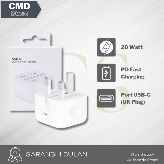 Charger iPhone Adapter 20W USB C UK Kaki 3 Fast Charging Original 100%