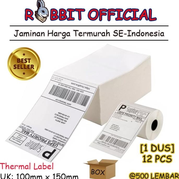 

PROMO 1 BOX, 100x150 mm STICKER DIRECT THERMAL LABEL BARCODE [500 PCS]