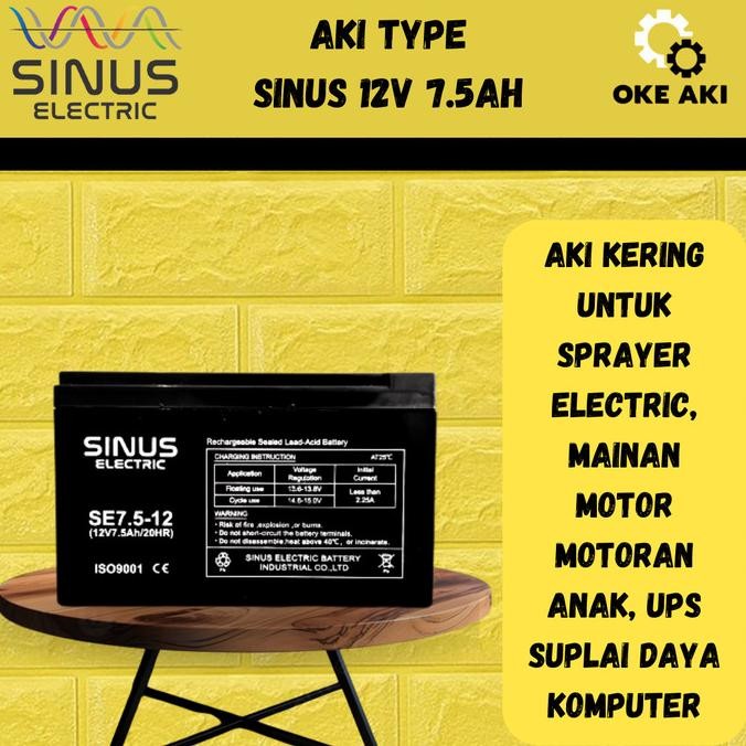 Aki sprayer semprot elektrik 12v 7.5ah Aki kering SINUS 12V 7.5Ah