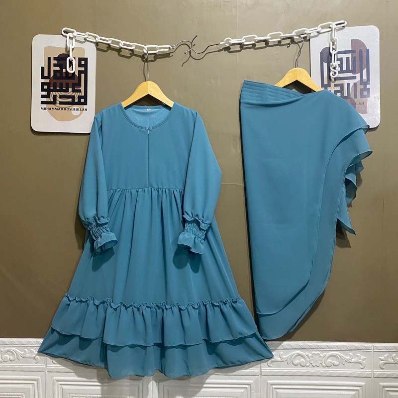 Baju Muslim Anak Perempuan 2025 Cewek 5 6 9 10 Tahun Pakaian Ngaji Remaja 1Stel Rok Setcelan Anaks S