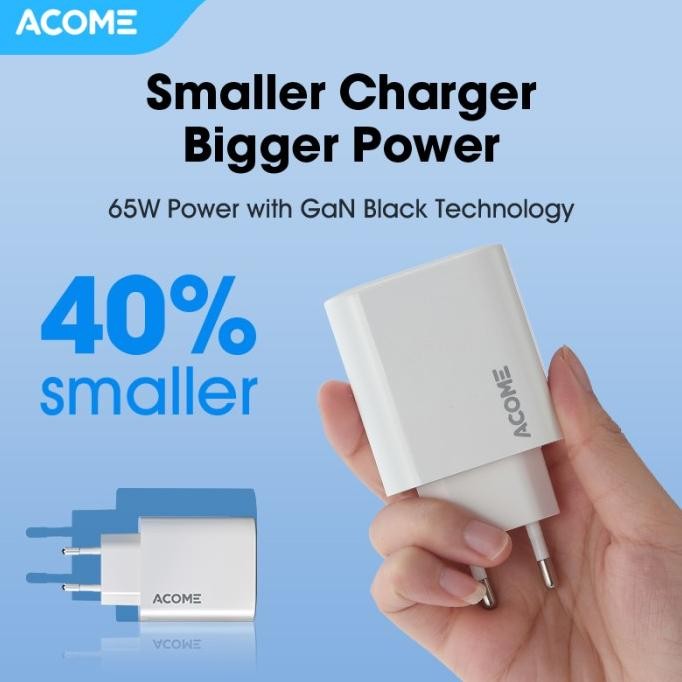 ACOME Bundling Charger GaN 65W Fast Charging (ACG65) + Kabel Data