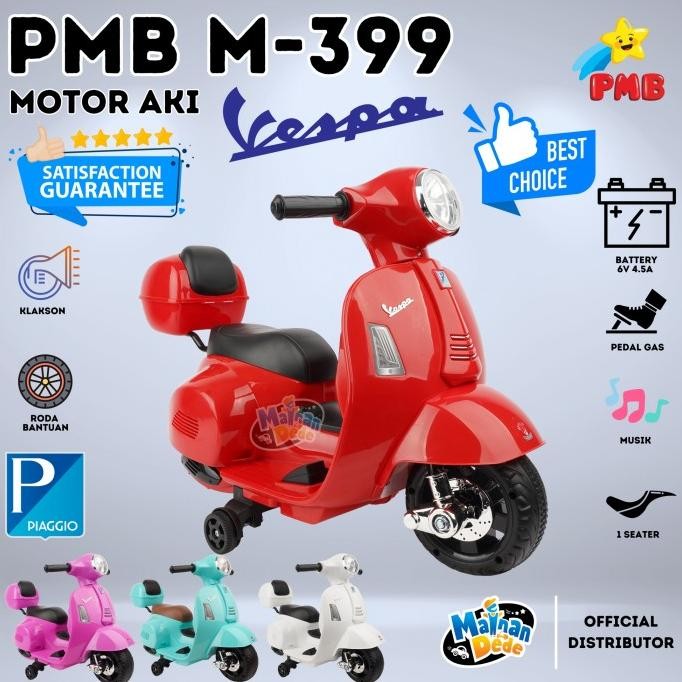 Ori - Mainan Motor Aki Anak Pmb 788 M788 M-788 / Pmb 399 Box Vespa Lisensi