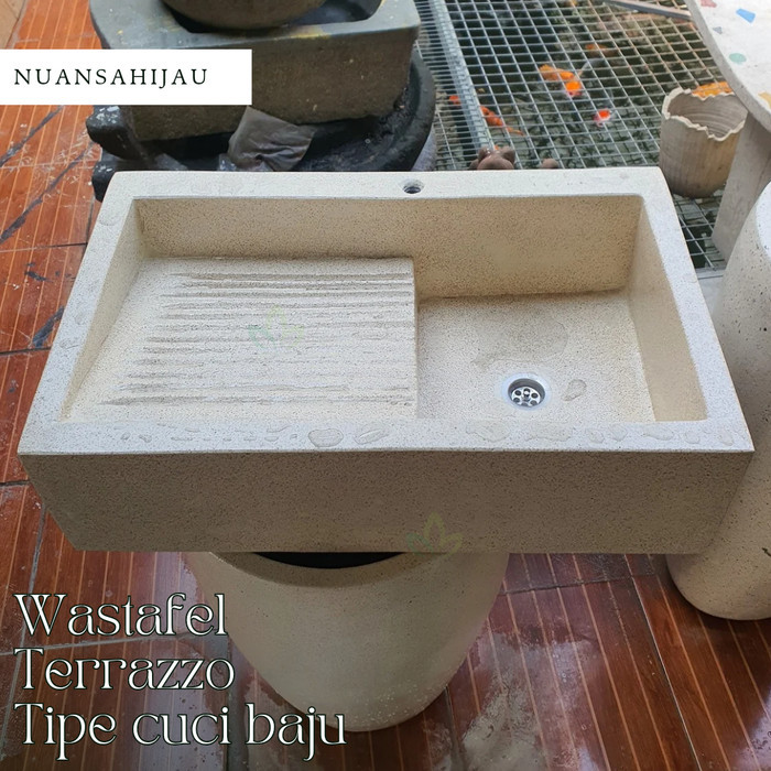 NEW wastafel Terrazzo untuk cuci baju (putih Terrazzo)