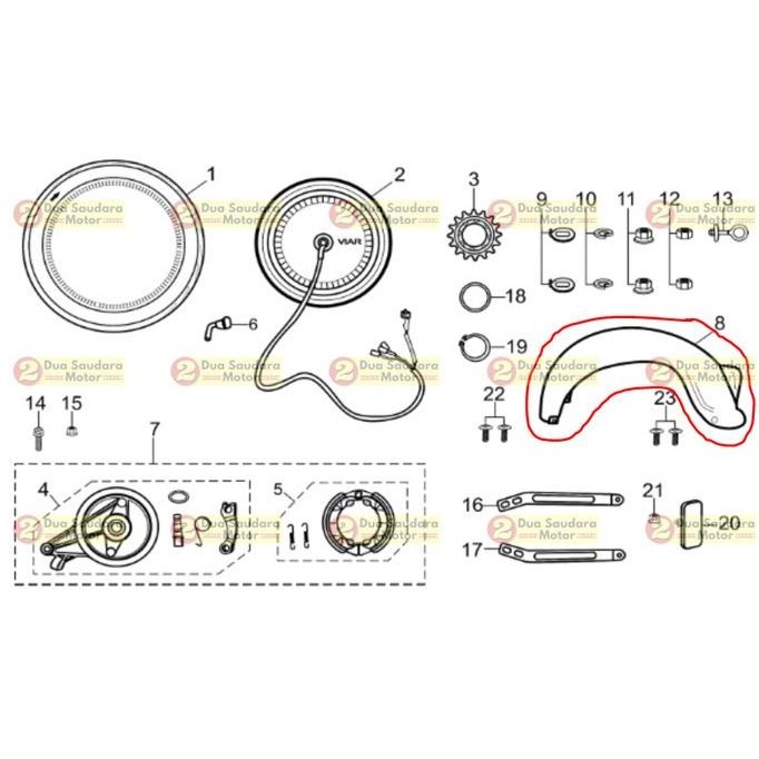 ORGINAL SPAKBOR BELAKANG SEPEDA LISTRIK VIAR UNO / REAR FENDER VIAR UNO