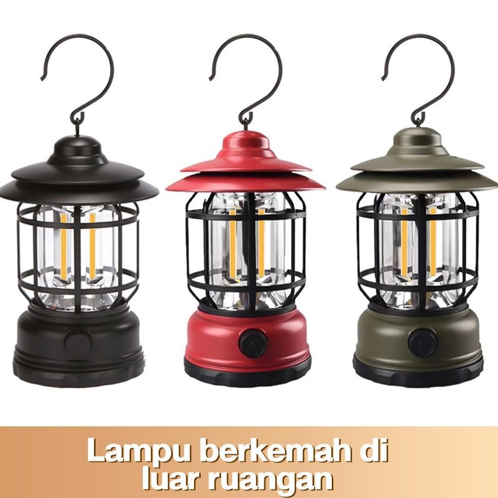 olp PROMO VIRAL Lampu Camping Lentera Gantung Retro Model Petromax Rechargeable / Lampu Emergency Ga