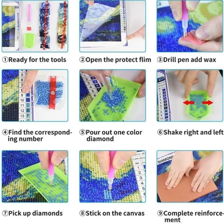 

olp Square 5D Full Drill Diamond Painting Kotak DIY Kerajinan Tangan