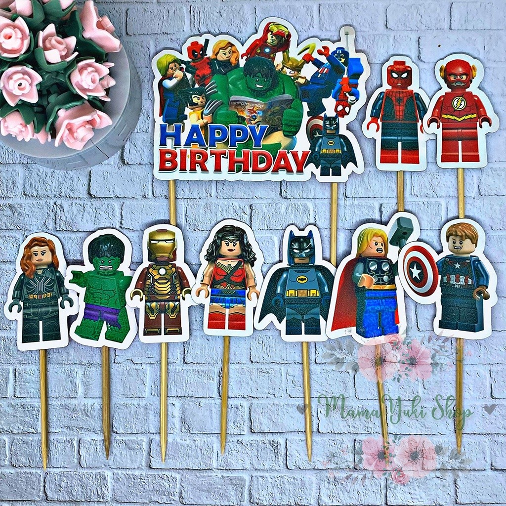 Topper Cake Hiasan Kue Ulang Tahun Karakter LEGO MARVEL AVENGERS