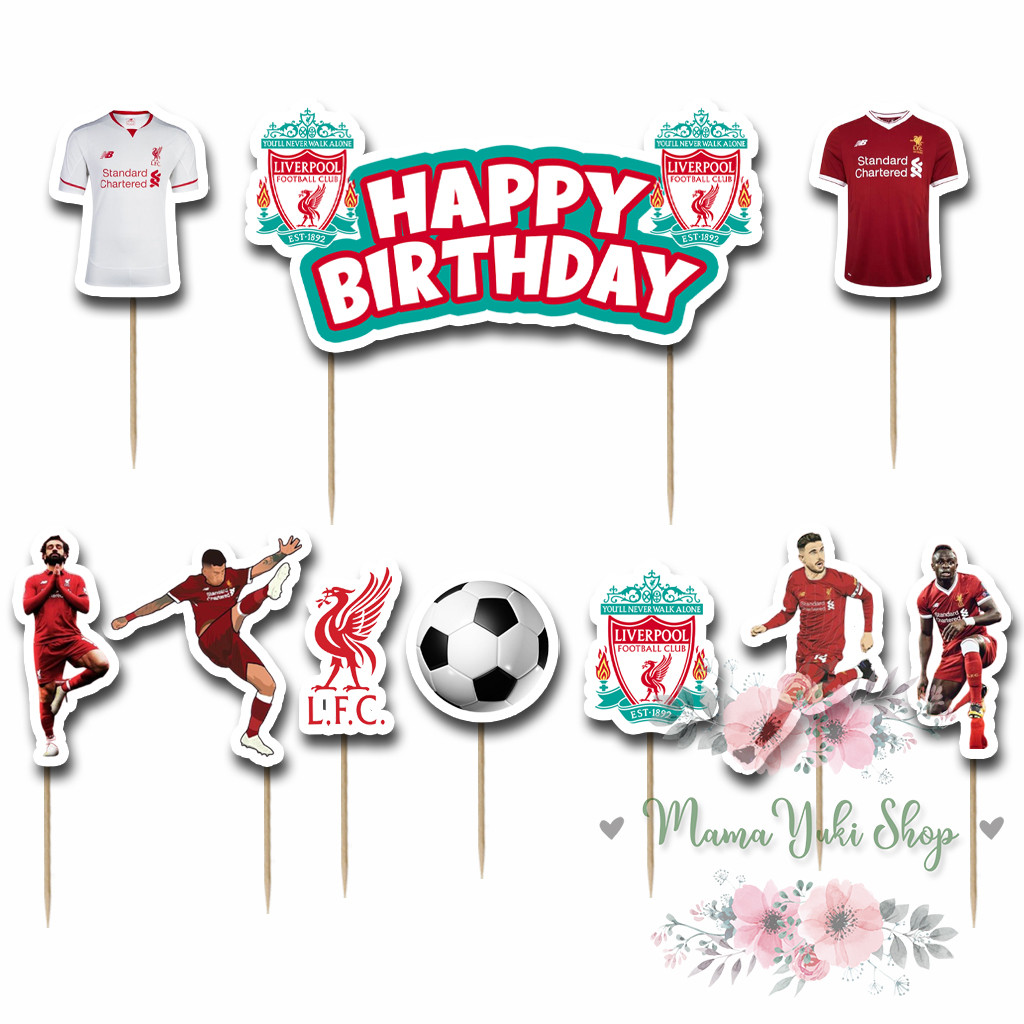 Topper Cake Hiasan Kue Ulang Tahun Anak motif LIVERPOOL SOCCER SEPAK BOLA