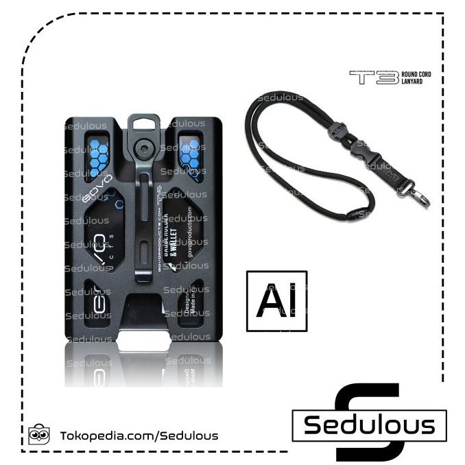 

TERLARIS - Bundle GoVo Badge ID Card Holder Aluminum + T3 Lanyard