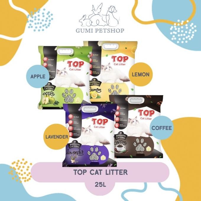 

TOP CAT LITTER 25L / PASIR KUCING GUMPAL WANGI / CAT SAND / PASIR TOP ORIGINAL
