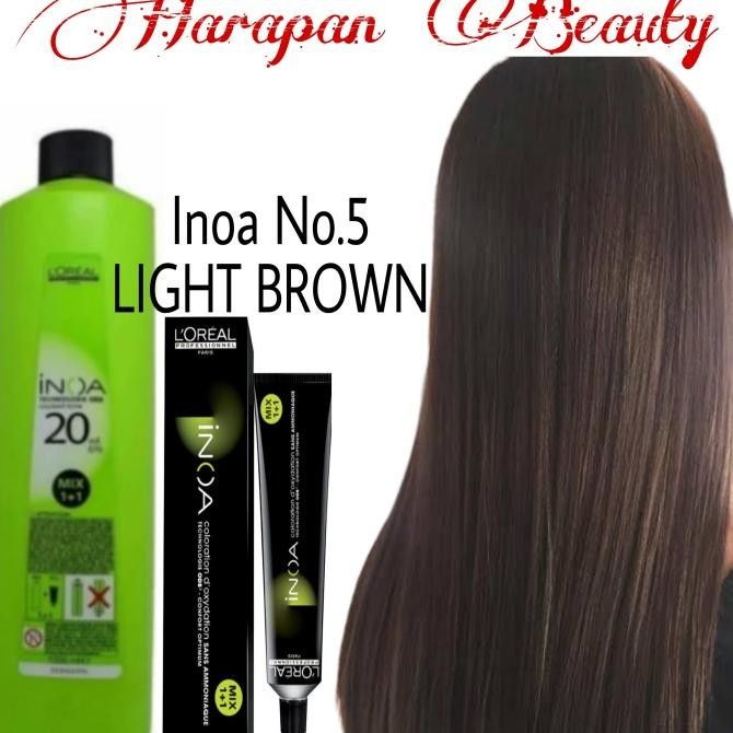 

PEWARNA RAMBUT / CAT RAMBUT LOREAL INOA NO.5 LIGHT BROWN ORIGINAL