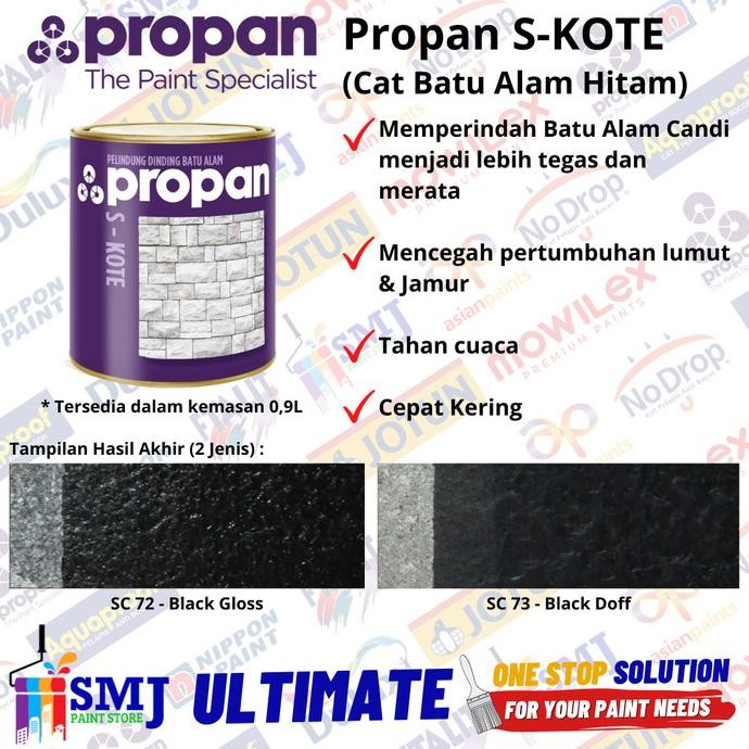 

CAT PELAPIS COATING BATU ALAM PROPAN S-KOTE / STONKOTE WARNA HITAM / BLACK GLOSS SC-72 KEMASAN 1L / 0.9L ORIGINAL