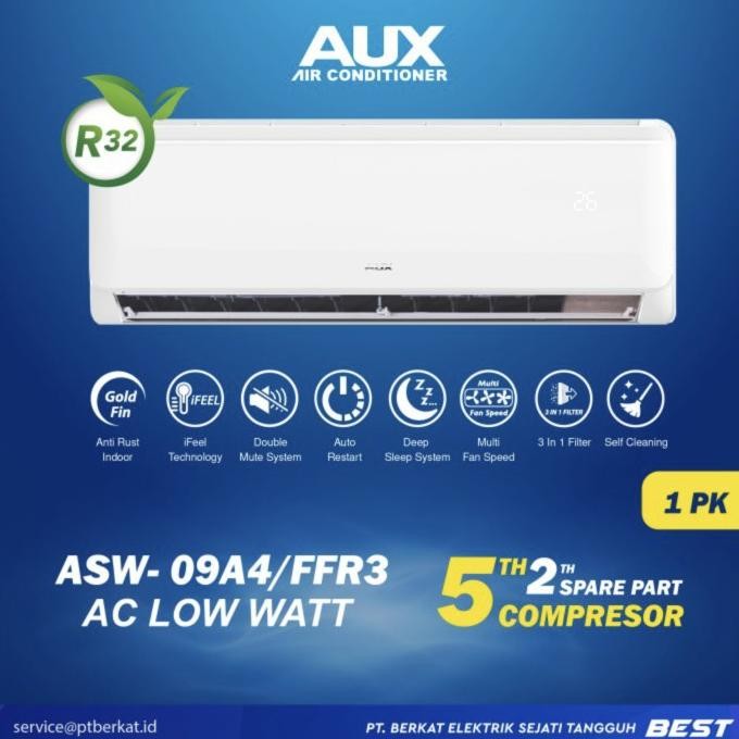 new aux ac split low watt 1 pk asw-9b4ffr3 termasuk pasang