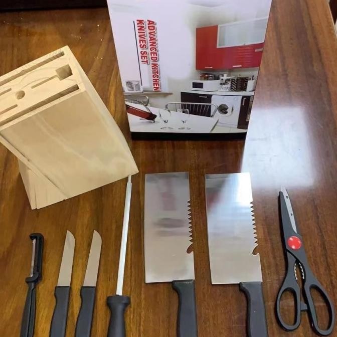 

Berkualitas Pisau set 8in1 dengan wadah kayu pisau set tempat pisau kayu