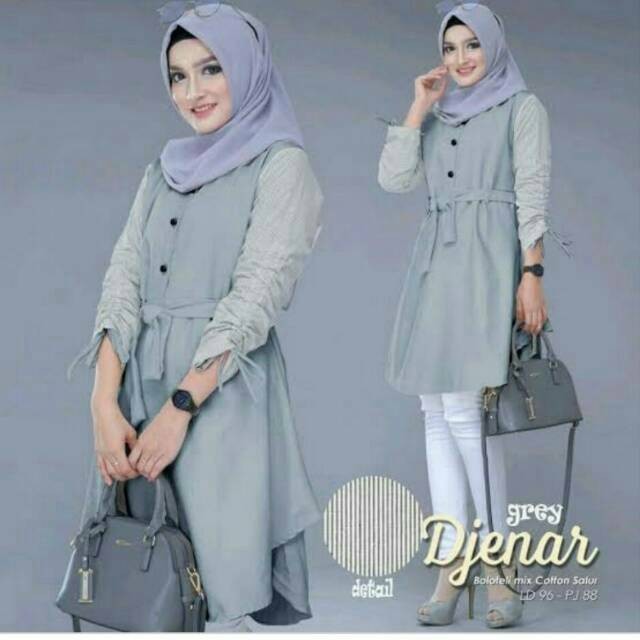 Thunix Cewek Remaja Bsju Tnik Modern Tunk Outfit Kekinian Baju Long Tunik Wanita Menutup Pantat Kant