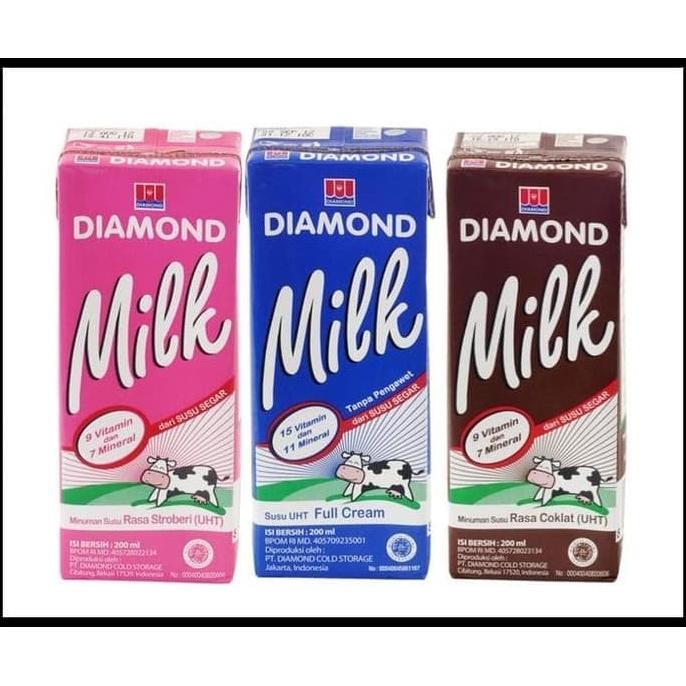 

Terlaris Susu Diamond Uht Milk 200 Ml Full Cream / Strawberry / Coklat/ Low Fat Ready Stok