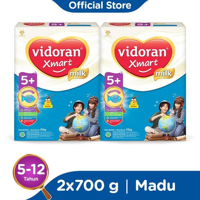 

Vidoran Xmart 5+ Madu 700Gr Susu Formula Anak 5-12 Tahun - 2 Box