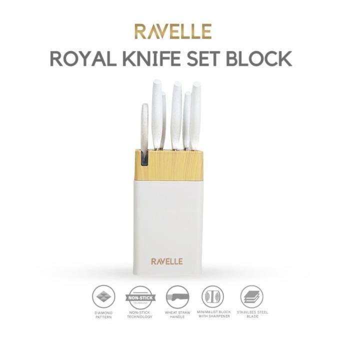 

Berkualitas RAVELLE Pisau Dapur Anti Lengket 7 in 1 Set - Royal Block Knife Set