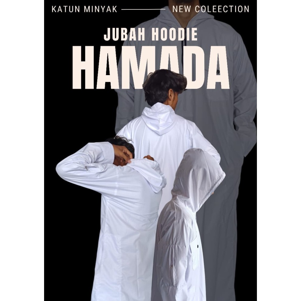 Jubah Pria BAJU JUBAH GAMIS HOODIE TUDUNG PRIA DEWASA HAMADA MATT KATUN MINYAK - Navy, S termurah sl