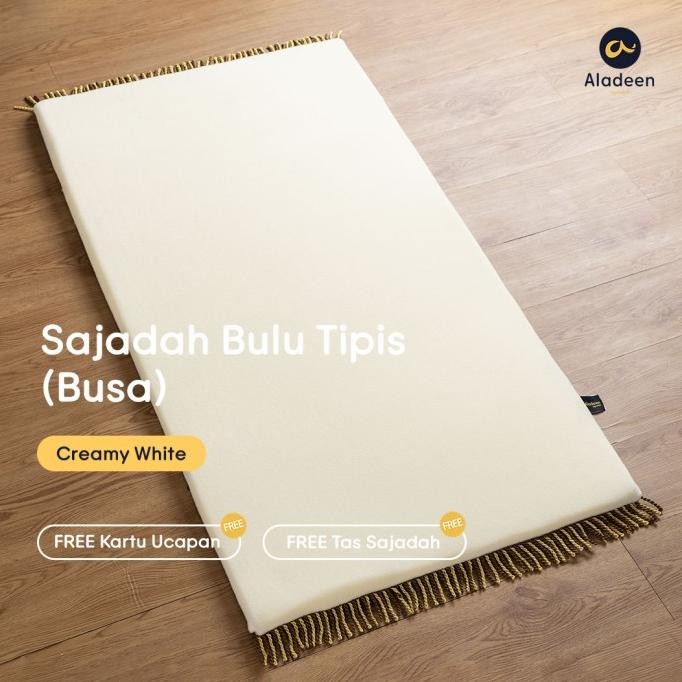 HOT PROMO Sajadah Polos Tebal Bulu Tipis PUTIH KREM Aladeen - Dewasa Gratis Tas