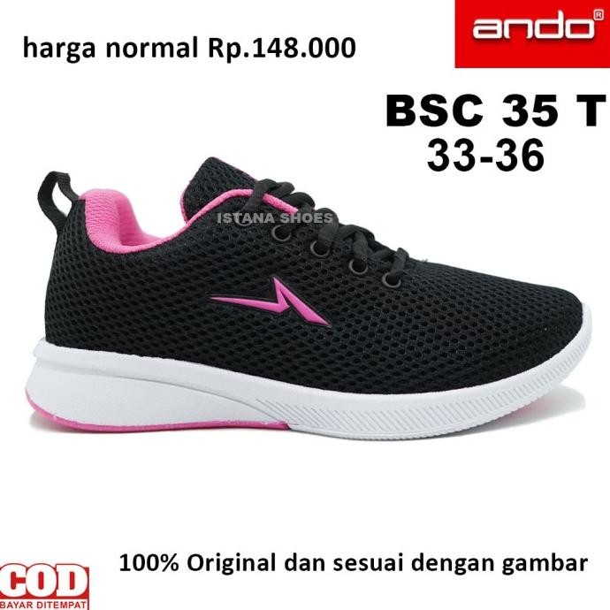 SEPATU SEKOLAH ANAK PEREMPUAN SD SMP HITAM PINK ANDO, SEPATU SNEAKERS PEREMPUAN CEWEK HITAM SEPATU T