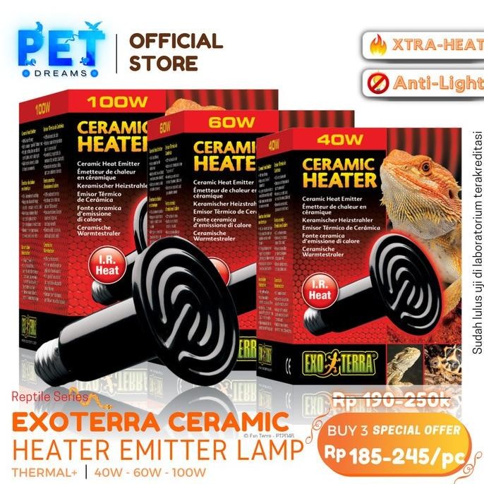 PROMO EXOTERRA CERAMIC HEATER LAMPU KERAMIK PENGHANGAT REPTIL SULCATA