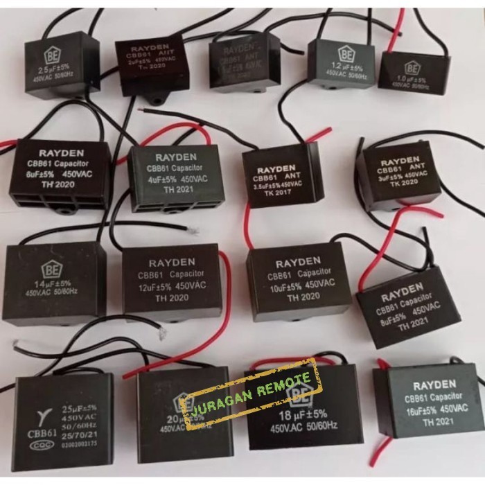 Kapasitor segi hitam 1,2UF 1,5UF 2UF 2,2UF 2,5UF 3UF 3,5UF 4UF 6UF 8UF 10UF 12UF 14UF 16UF / Capasit