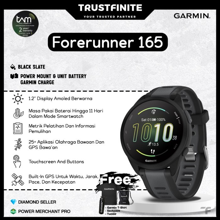 Garmin Forerunner 165 Music / Garmin FR 165 FR165 - Garansi Resmi TAM