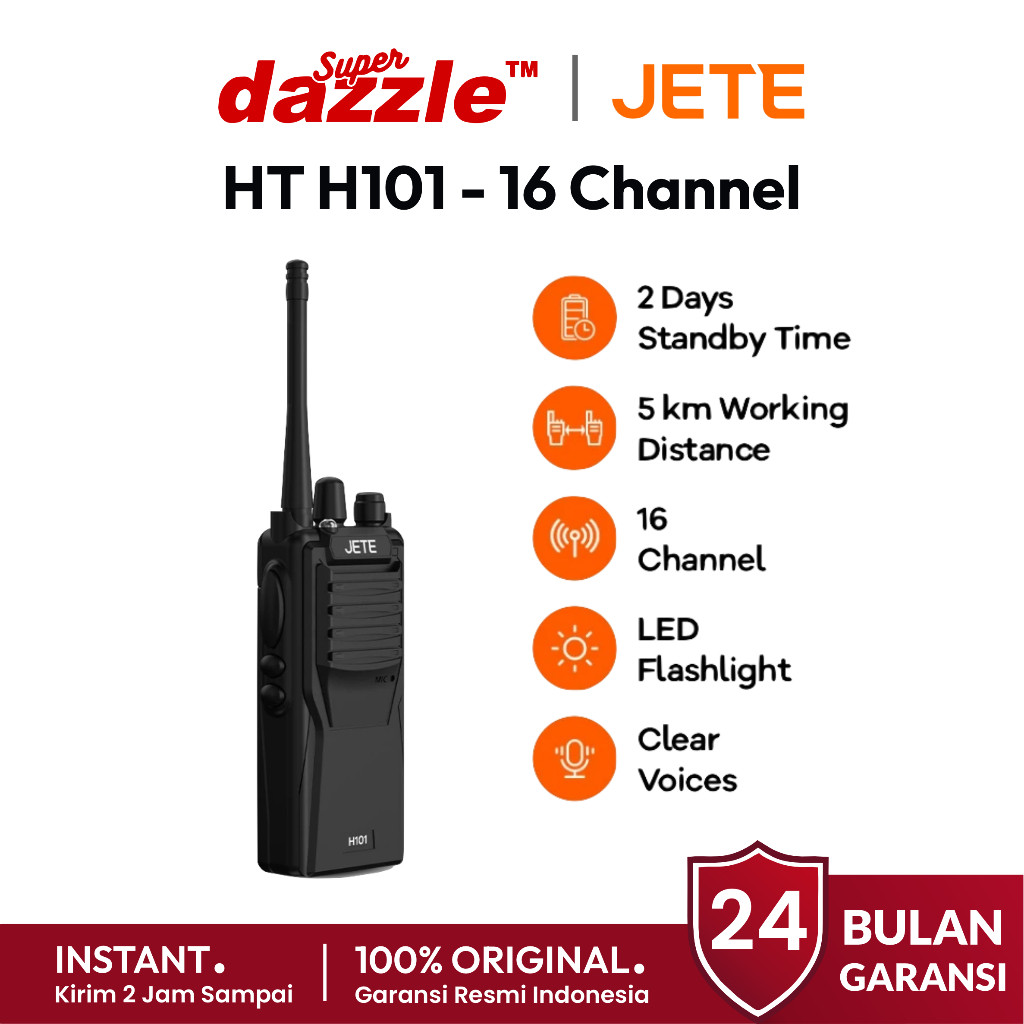 TERBARU [ TERLARIS ] HT JETE H101 16 Channel Jarak Jauh 5 km Original 100% Garansi Resmi 24 Bulan