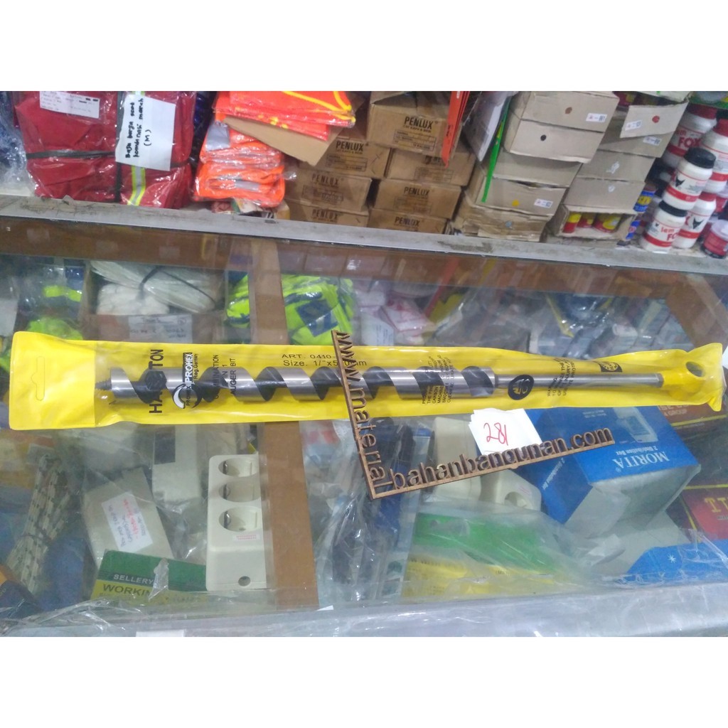 mata bor besar manual 1 inch x 500 mm pembolong kayu prohex haston 2in1