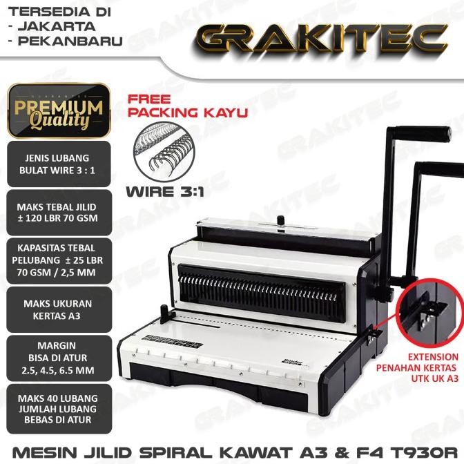 

TERMURAH - Mesin Jilid Spiral Kawat F4 & A3 T930R Lubang Bulat 3:1 GRAKITEC