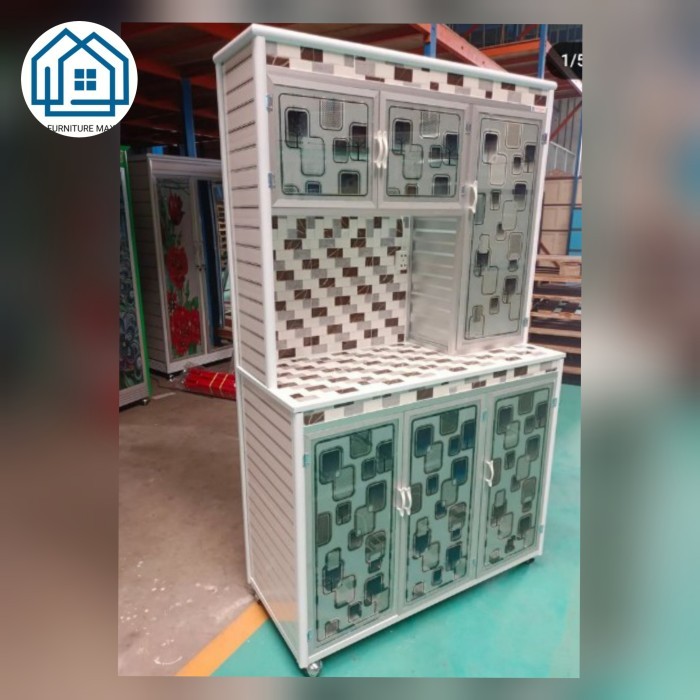 TERBARU Rak piring 3 pintu roda aluminium rangka tebal