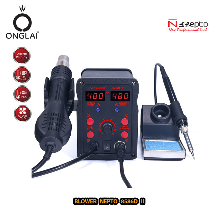 TERBARU Nepto 8586D II Blower Solder Station Hot Air Gun Rework 2 IN 1 Blower Solder Uap SMD Rework
