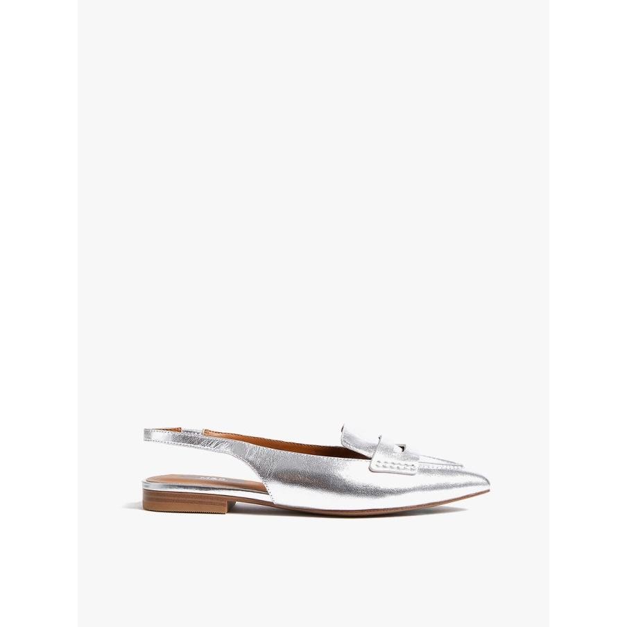 Jual M&S - Sepatu Wanita - Leather Slip On Flat Slingback Shoes - Silver