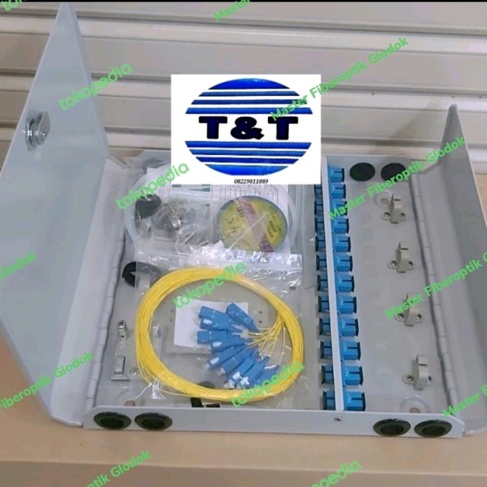 PAZ OTB WALLMOUNT 12 CORE SC UPC SINGLEMODE LENGKAP PIGTAIL ODF WALL